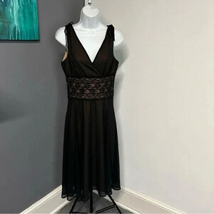 Black Women’s 6 Cocktail Dress Lace Lined Whimsigoth Chiffon Gothic Witchy